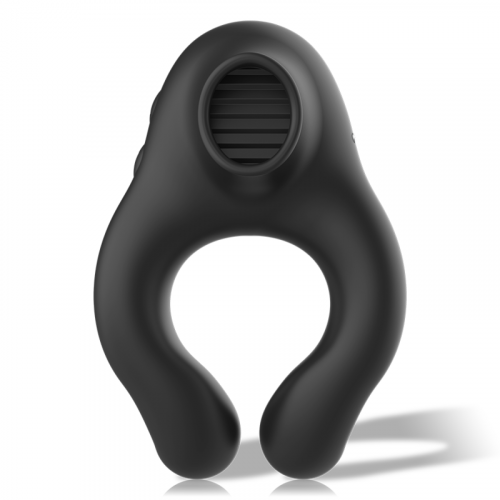 Black&silver anillo vibrador silicona 3 motores recargable negro Black&silver anillo vibrador silicona 3 motores recargable negro