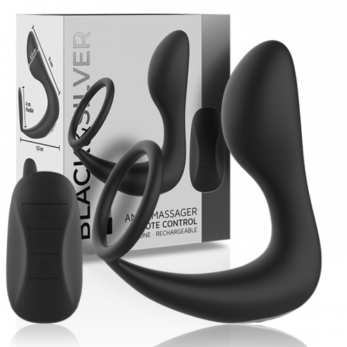 Black&silver masajeador anal control remoto silicona recargable negro
