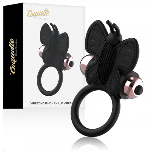 Coquette Chic Desire Cock Ring Butterfly anillo vibrador negro / gold