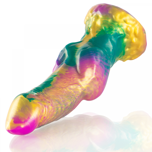 Epic Iris dildo con testículos arcoíris de placer