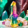Epic Iris dildo con testículos arcoíris de placer