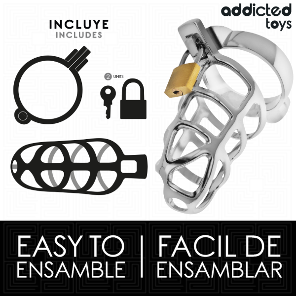 Addicted Toys Locked Silver Lock Jaula Para pene de metal talla m Addicted Toys Locked Silver Lock Jaula Para pene de metal talla m
