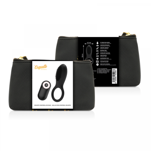 Coquette Chic Desire anillo vibrador control remoto recargable negro / gold