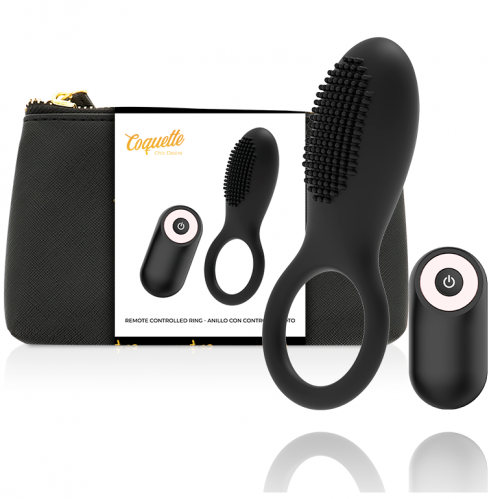 Coquette Chic Desire anillo vibrador control remoto recargable negro / gold