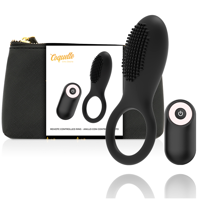 Coquette Chic Desire anillo vibrador control remoto recargable negro / gold