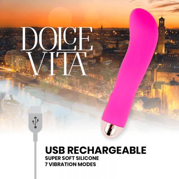 img_104126_ca8f2c53f1fc5b0eeb857e507a804150_1.png DOLCE VITA - RECHARGEABLE VIBRATOR TWO PINK 7 SPEEDS