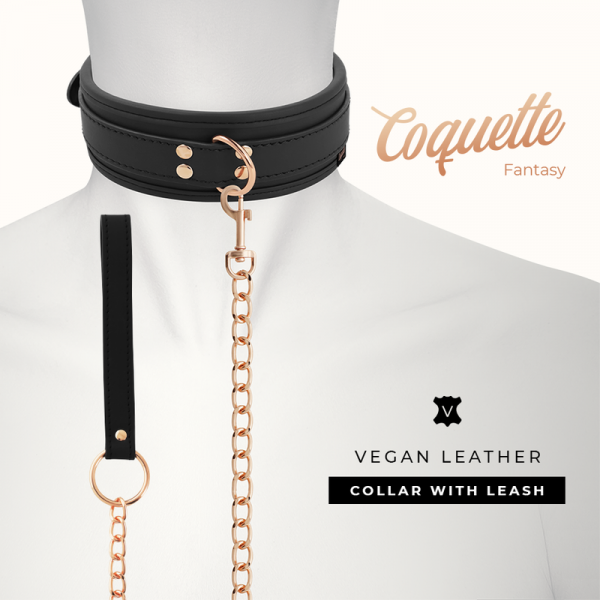 img_109701_8139a0d4c29a5770dc27c24e8d273a5d_1.png COQUETTE CHIC DESIRE - FANTASY COLLAR CUERO VEGANO CON CORREA Y FORRO DE NEOPRENO
