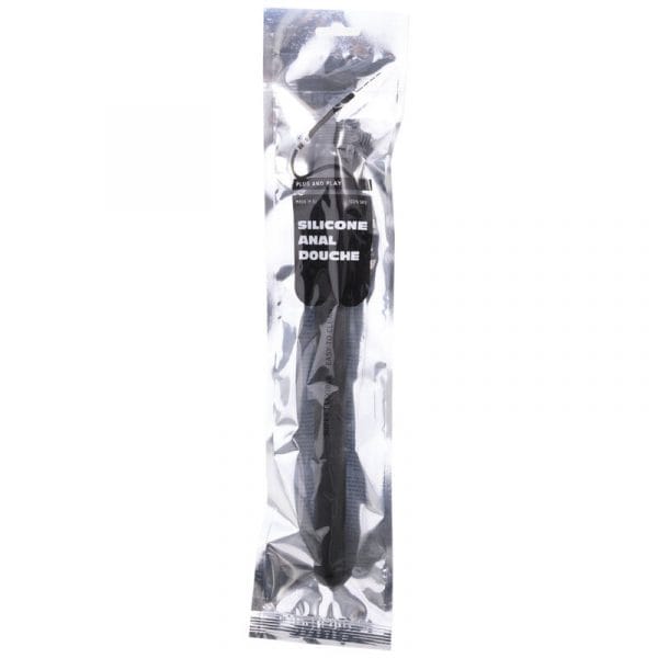 ALL BLACK - DUCHA ANAL SILICONA SISTEMA STOPPER 27 CM