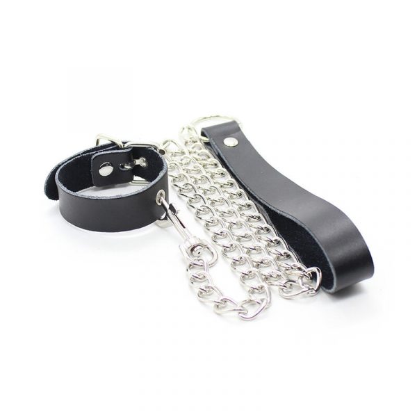 img_114107_e9fcba346c75eb073b64d799ae3ab3a2_1.jpg OHMAMA FETISH - COLLAR PARA PENE Y CORREA PIEL CON CADENA METALICA