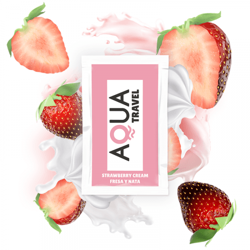 img_116791_ad519d69a68867a5fa7e210412b10a73_1.png AQUA TRAVEL - LUBRICANTE BASE AGUA SABOR FRESA Y NATA 6 ML