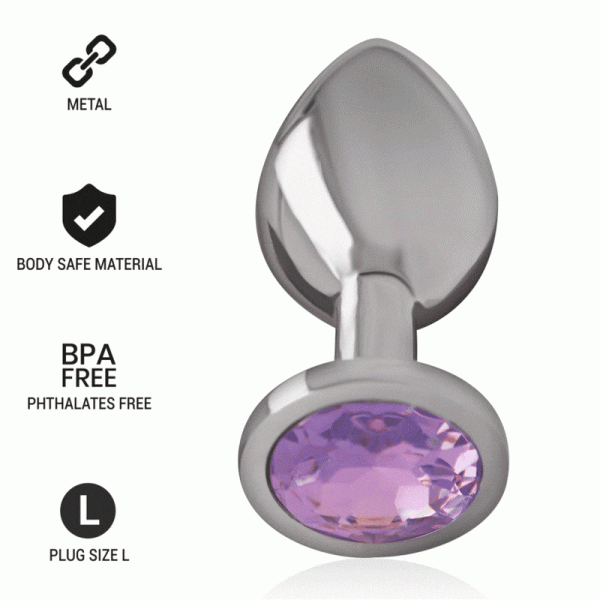 img_137956_427a250202057a222ab9bec48b899538_1.gif INTENSE - PLUG ANAL METAL ALUMINIO CON CRISTAL VIOLETA TALLA L