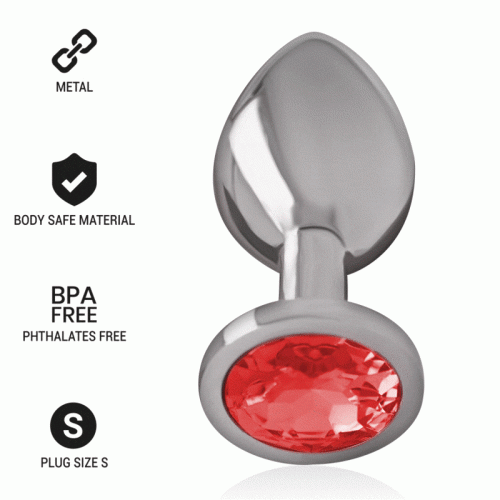 img_137961_9fa5dde194e500421f0364f7a76c04e5_1.gif INTENSE - PLUG ANAL METAL ALUMINIO CON CRISTAL ROJO TALLA S