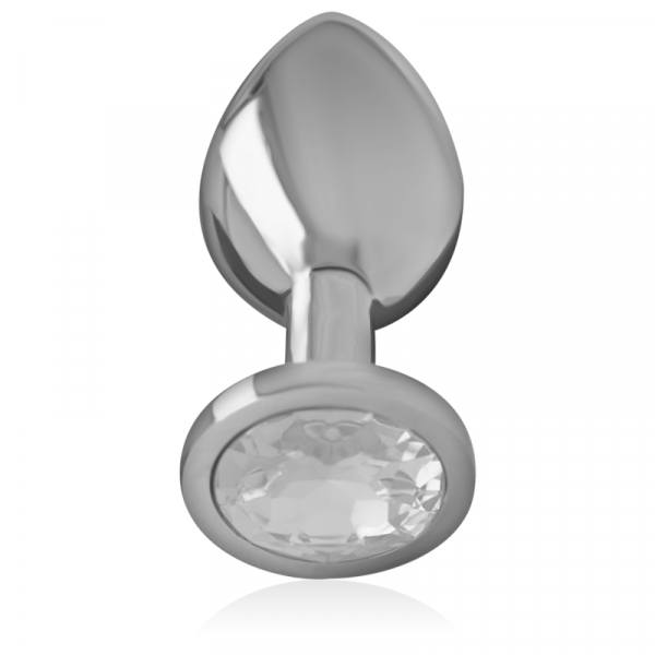 INTENSE - ALUMINUM METAL ANAL PLUG WITH SILVER CRYSTAL SIZE S