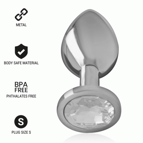 img_138005_d292a5c53158b0c6aecf4b67aaee3140_1.gif INTENSE - PLUG ANAL METAL ALUMINIO CON CRISTAL PLATA TALLA S
