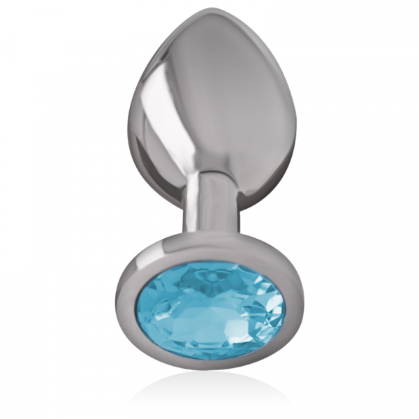 INTENSE - PLUG ANAL METAL ALUMINIO CON CRISTAL AZUL TALLA M