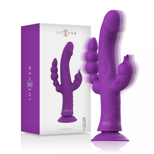 img_143191_56dd4ea6a67333b5d716f987087ff613_1.png INTENSE - CASANOVA VIBRADOR RABBIT SILICONA TRIPLE MOTOR MORADO