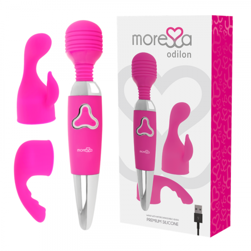 img_144155_fd4eafd57880b0dd808250f8348530cd_1.png MORESSA - ODILON WAND POTENTE MOTOR MAS DOS CABEZALES PREMIUM SILICONE RECARGABLE