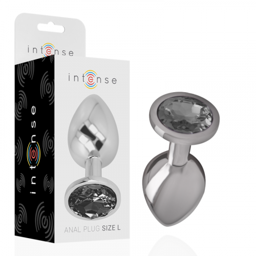 img_144340_0ae52531cacaca1f40129dd98325349e_1.png INTENSE - PLUG ANAL METAL ALUMINIO CON CRISTAL NEGRO TALLA L
