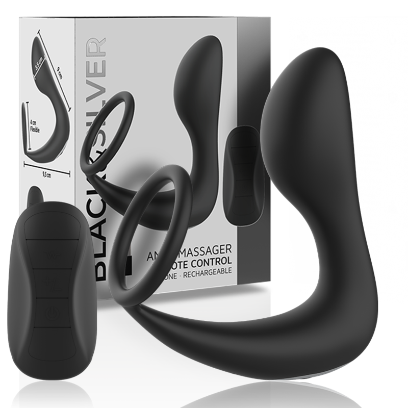 BLACKSILVER - MASAJEADOR ANAL CONTROL REMOTO SILICONA RECARGABLE NEGRO