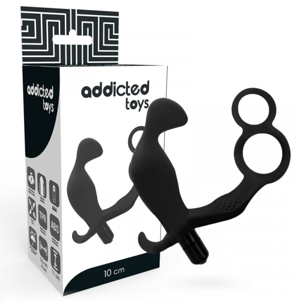 ADDICTED TOYS - PLUG ANAL CON ANILLA DOBLE PENE Y TESTÍCULOS NEGRO
