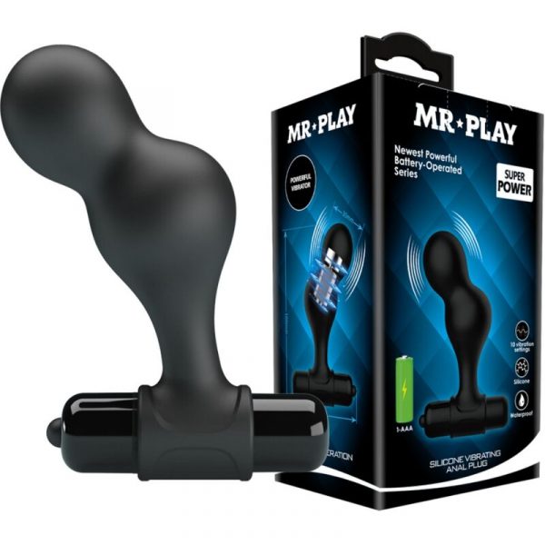 img_145098_822ef47e18a3505cf118433777bc6218_1.jpg MR PLAY - PLUG ANAL VIBRADOR DE SILICONA NEGRO