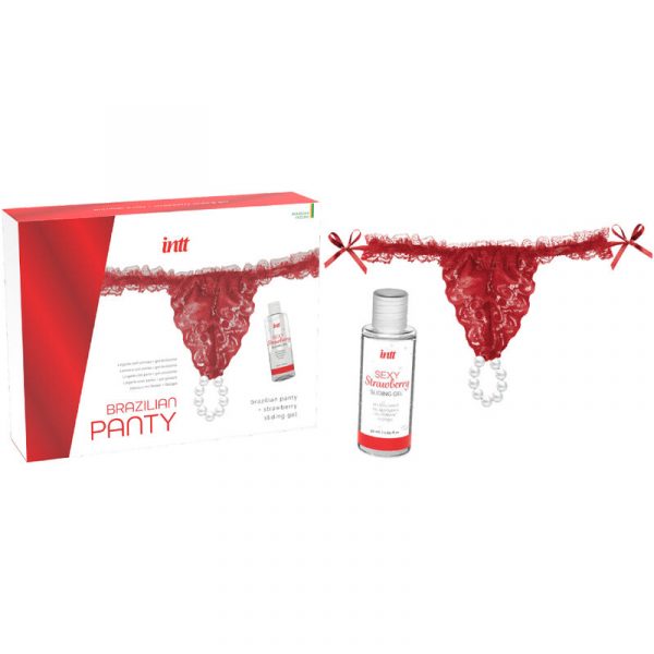 img_145151_e9f434827297da3129b0ab804c5b779b_1.jpg INTT RELEASES - PANTY BRASILEÑO ROJA CON PERLAS Y GEL LUBRICANTE 50 ML