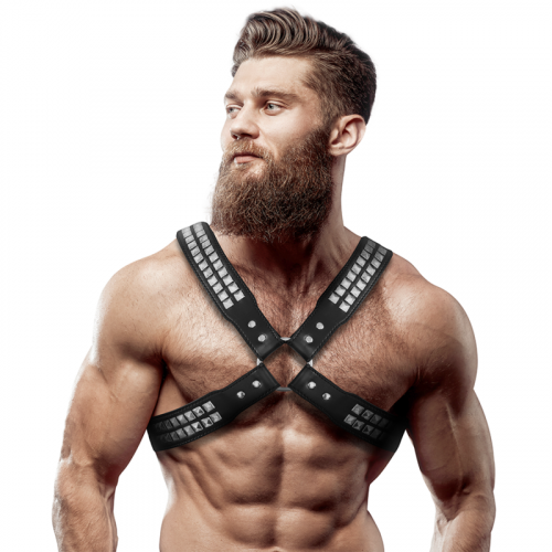 img_149668_f5284b884d133dca7756b7ad94b47e6b_1.png FETISH SUBMISSIVE ATTITUDE - ARNÉS ECOPIEL PECHO CRUZADO CON REMACHES HOMBRE