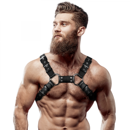 img_149692_5d5abd60edb0e529021024b4dc13b057_1.png FETISH SUBMISSIVE ATTITUDE - ARNÉS BULLDOG AJUSTABLE ECOPIEL PECHO HOMBRE