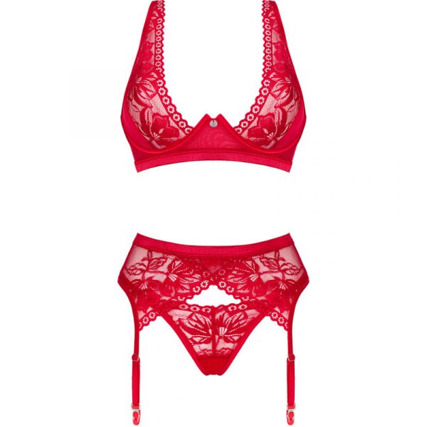 OBSESSIVE - LACELOVE SET TRES PIEZAS ROJO XS/S