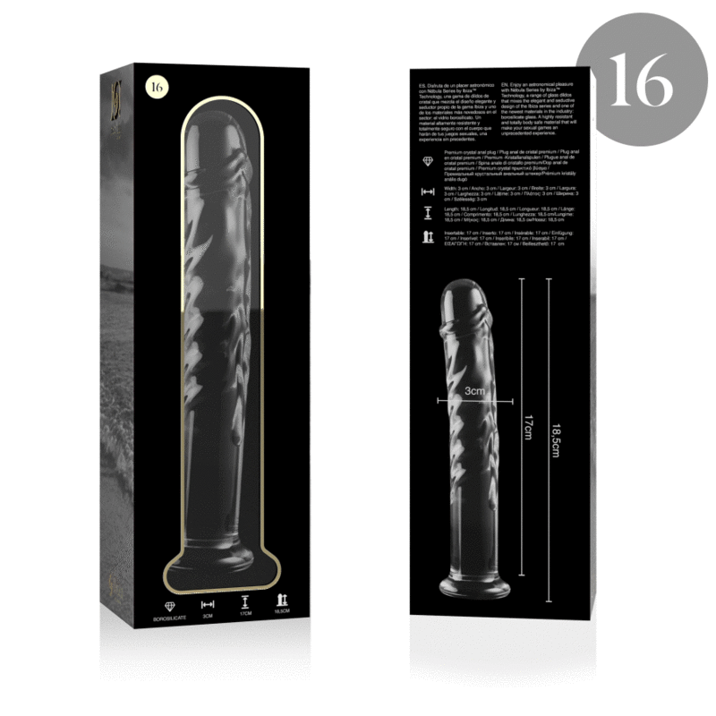 NEBULA SERIES BY IBIZA - MODELO 16 DILDO CRISTAL TRANSPARENTE 18.5 CM -O- 3 CM