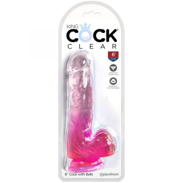 img_155365_1568d4012ebcb32366c371992e3a156f_1.jpg KING COCK - CLEAR PENE REALÍSTICO CON TESTÍCULOS 13.5 CM ROSA