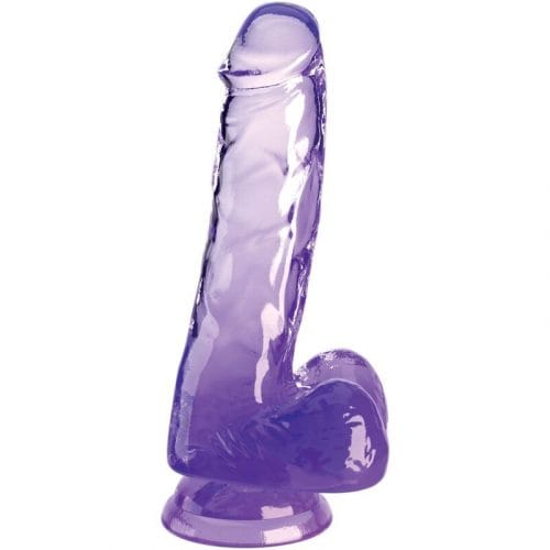 img_155366_cb3a3abae811784f0d27389667b67012_1.jpg KING COCK - CLEAR PENE REALÍSTICO CON TESTÍCULOS 13.5 CM MORADO
