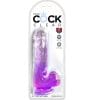 KING COCK - CLEAR PENE REALÍSTICO CON TESTÍCULOS 13.5 CM MORADO