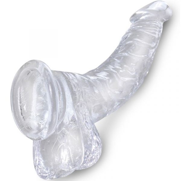 KING COCK - CLEAR PENE REALÍSTICO CURVADO CON TESTÍCULOS 16.5 CM TRANSPARENTE
