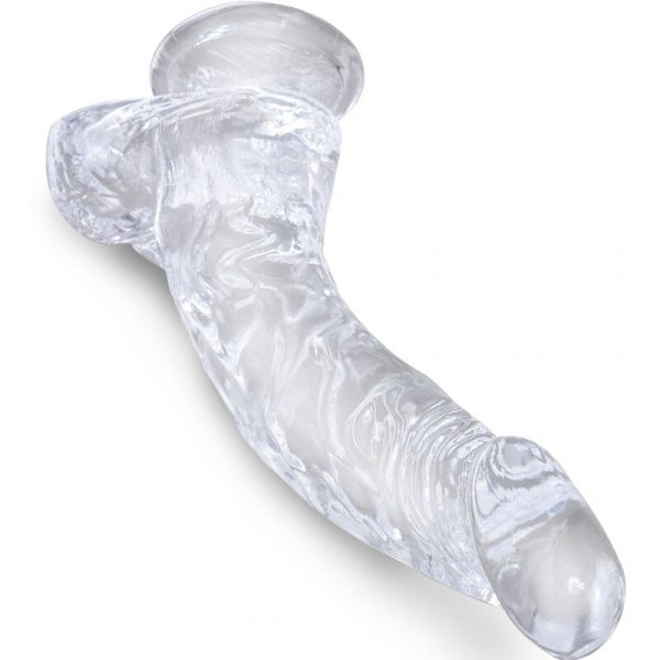 KING COCK - CLEAR PENE REALÍSTICO CURVADO CON TESTÍCULOS 16.5 CM TRANSPARENTE