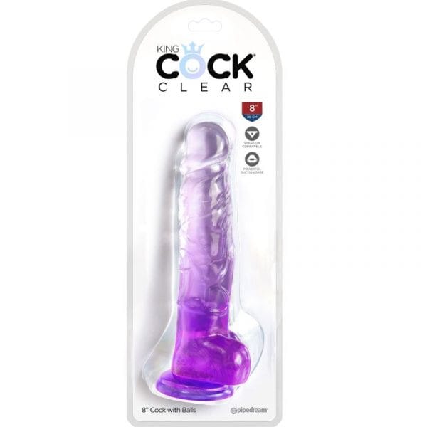 img_155391_1b8662b559d16ba149431e0a01917de9_1.jpg KING COCK - CLEAR PENE REALÍSTICO CON TESTÍCULOS 16.5 CM MORADO