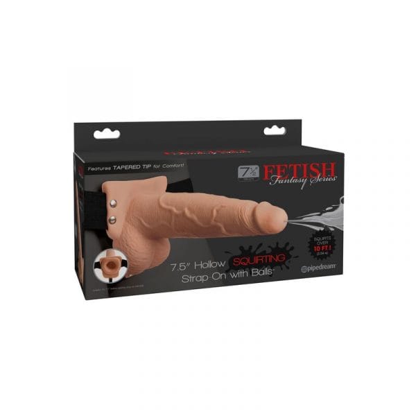 FETISH FANTASY SERIES - ARNÉS AJUSTABLE PENE REALÍSTICO CON TESTÍCULOS SQUIRTING 19 CM