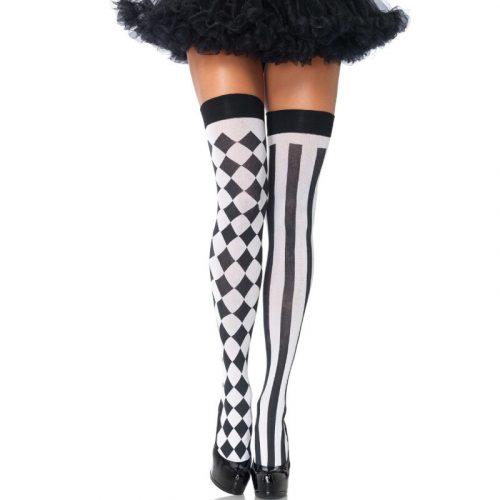 img_162152_eaffcae0cc42614652cad48ce5df06b9_1.jpg LEG AVENUE - CALCETINES ALTOS ARLEQUIN NEGRO/BLANCO