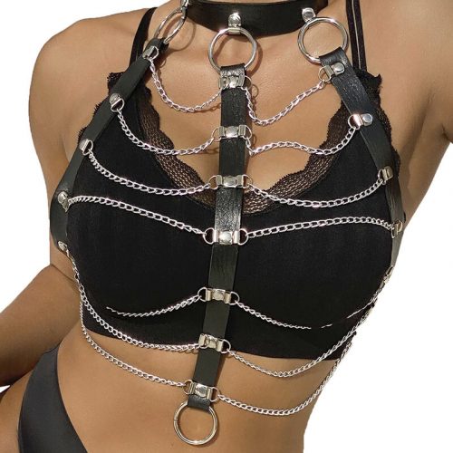img_175119_4511115caaa12d7d09cd4138f4fbc904_1.jpg SUBBLIME - ARNÉS DE PECHO CADENAS CUERO NEGRO TALLA ÚNICA