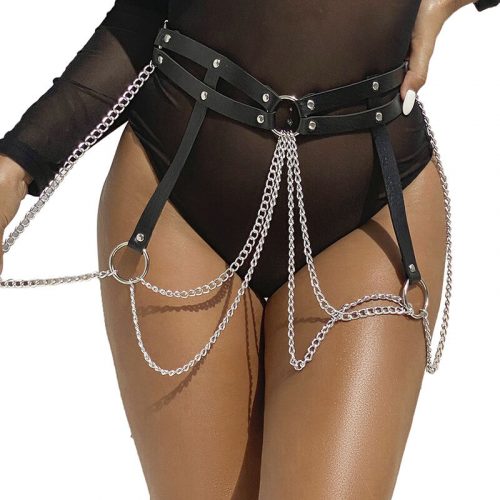 img_175140_172366d88511406963f14c84a5e0dc6b_1.jpg SUBBLIME - CINTURON DE CADENAS ANILLAS CUERO NEGRO TALLA ÚNICA