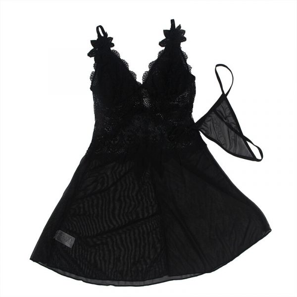 img_175766_7936ae5b6bfbbbea012e9459d7809679_1.jpg SUBBLIME - BABYDOLL TELA DE TUL DETALLE ENCAJE Y FLOR NEGRO S/M