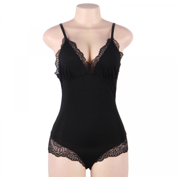 SUBBLIME - TEDDY DETALLE ENCAJE FLORAL NEGRO L/XL