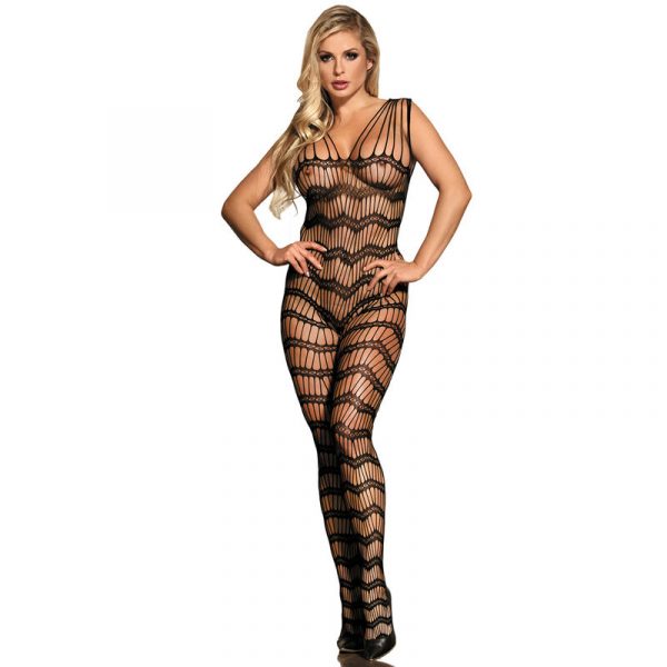 img_184663_328176529549f98d470476449720e6ed_1.jpg SUBBLIME - 951696 BODYSTOCKING CROTCHLESS DE REJILLA CON TIRAS EN HOMBROS NEGRO TALLA ÚNICA