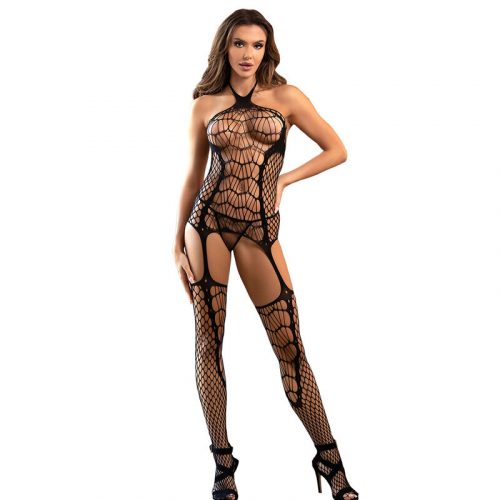 img_184940_3fc3d71c54a4f96673ae89e3f9e8aec2_1.jpg SUBBLIME - 952105 BODYSTOCKING CROTCHLESS DE REJILLA CON CUELLO HALTER Y ESPALDA ABIERTA NEGRO TALLA ÚNICA