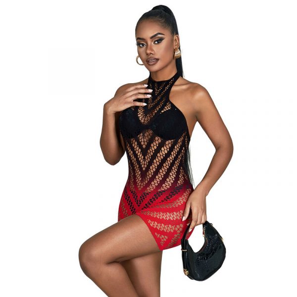 img_185090_60edc0fbd659bf95dd4e064c888f4391_1.jpg SUBBLIME - 952242 VESTIDO DE REJILLA ELÁSTICO DEGRADADO ROJO Y NEGRO TALLA ÚNICA