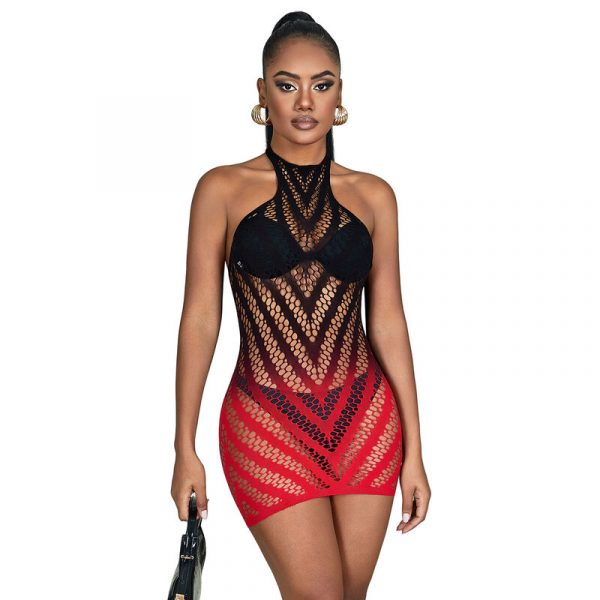 img_185094_33ec4083c632fb7152be0cea93072fda_1.jpg SUBBLIME - 952242 VESTIDO DE REJILLA ELÁSTICO DEGRADADO ROJO Y NEGRO TALLA ÚNICA