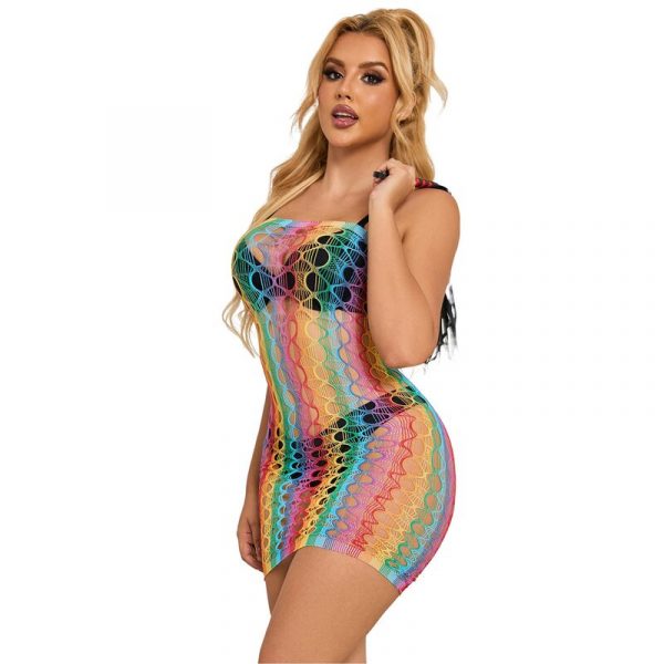 img_185223_6a580f32e4e583b9f08b2218f9546bd9_1.jpg SUBBLIME - 952365 VESTIDO DE REJILLA HOMBROS DESCUBIERTOS ARCOIRIS TALLA ÚNICA