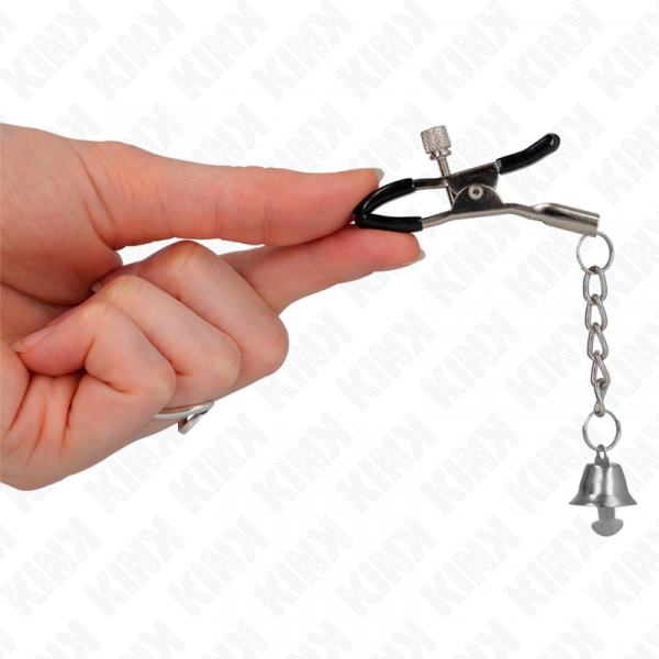 img_186596_2ce055403a353de52fee3da70a0013cf_1.png KINK - PINZAS PARA PEZONES CON COLGANTE DE CAMPANA PLATEADO 6 CM
