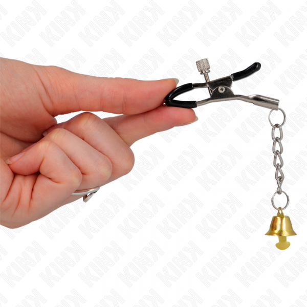 img_186602_96ca39802dd6abba7eab359343a5f303_1.png KINK - PINZAS PARA PEZONES CON COLGANTE DE CAMPANA DORADO 6 CM