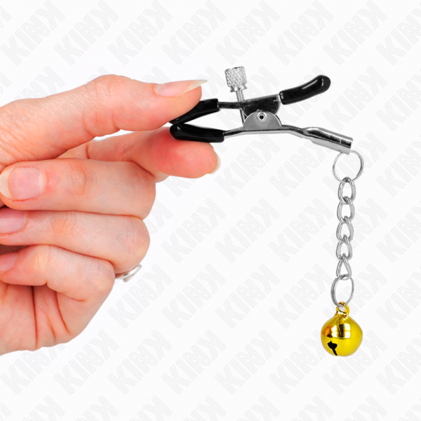 img_186606_cdada1d418c0da4e1cd375f01ff9171a_1.png KINK - PINZAS PARA PEZONES CON COLGANTE DE CASCABEL DORADO 6 CM